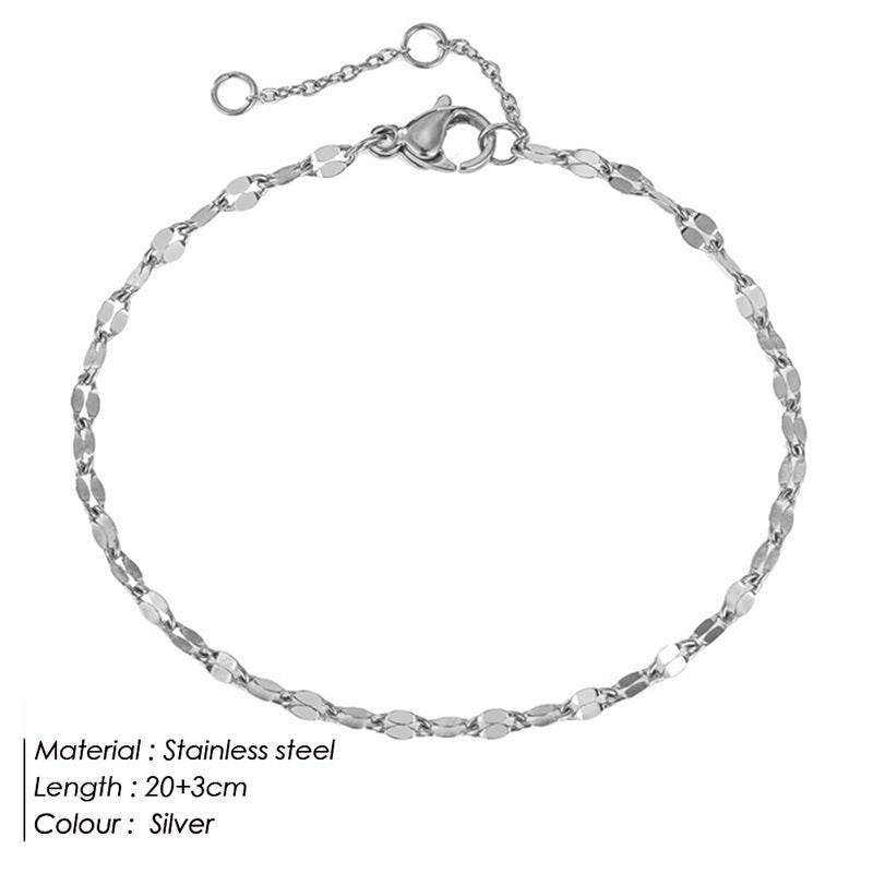 Simple Gold Plated Stainless Steel Anklets Lip Chain Anklet - Mubimart