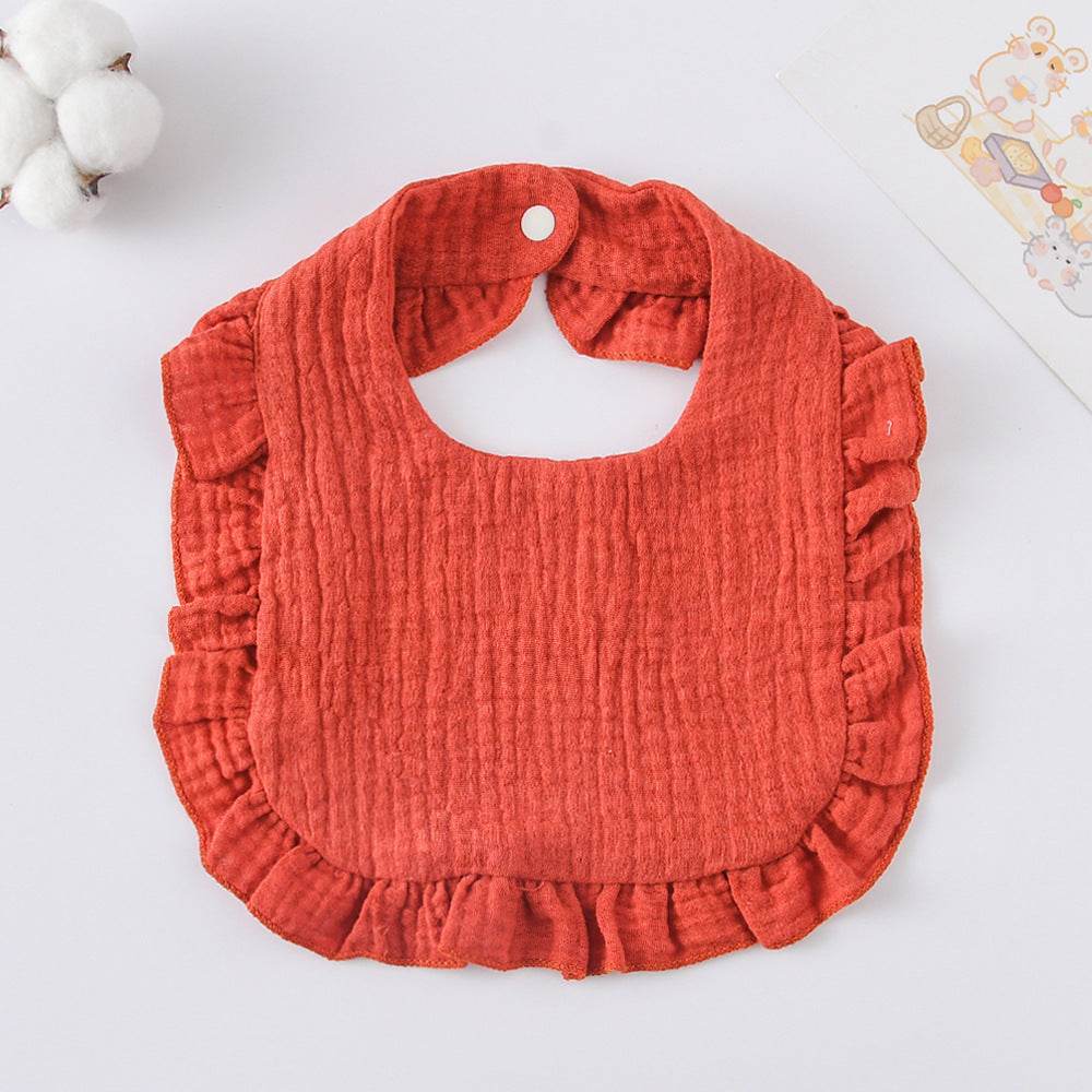Baby Bib Ruffled Cotton Printed Gauze Lace Bib - Mubimart