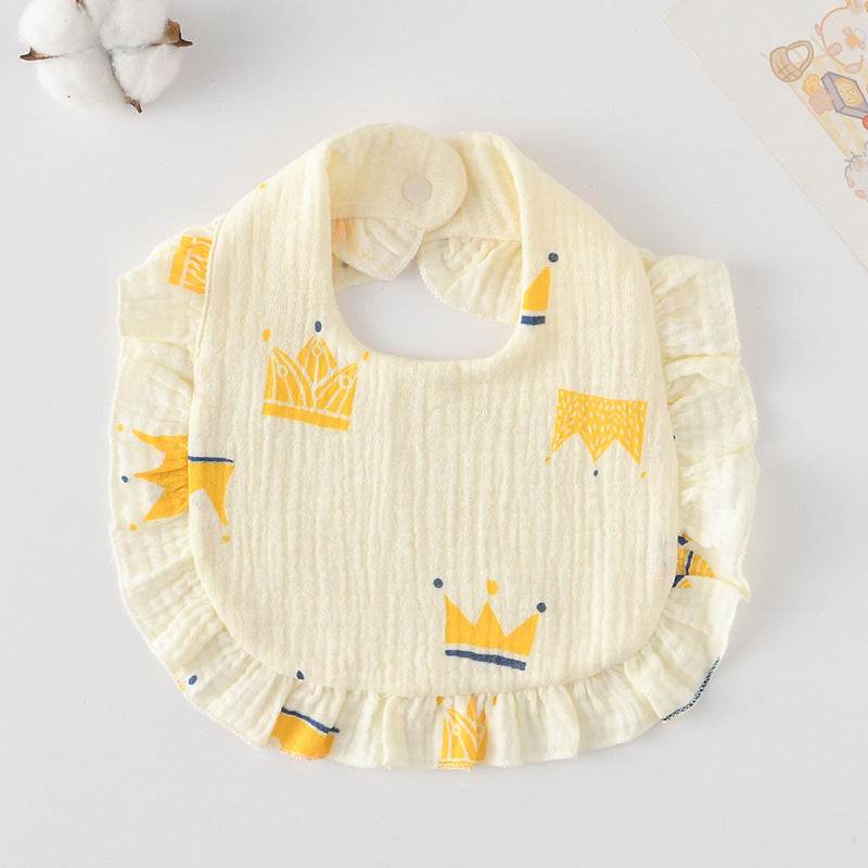 Baby Bib Ruffled Cotton Printed Gauze Lace Bib - Mubimart