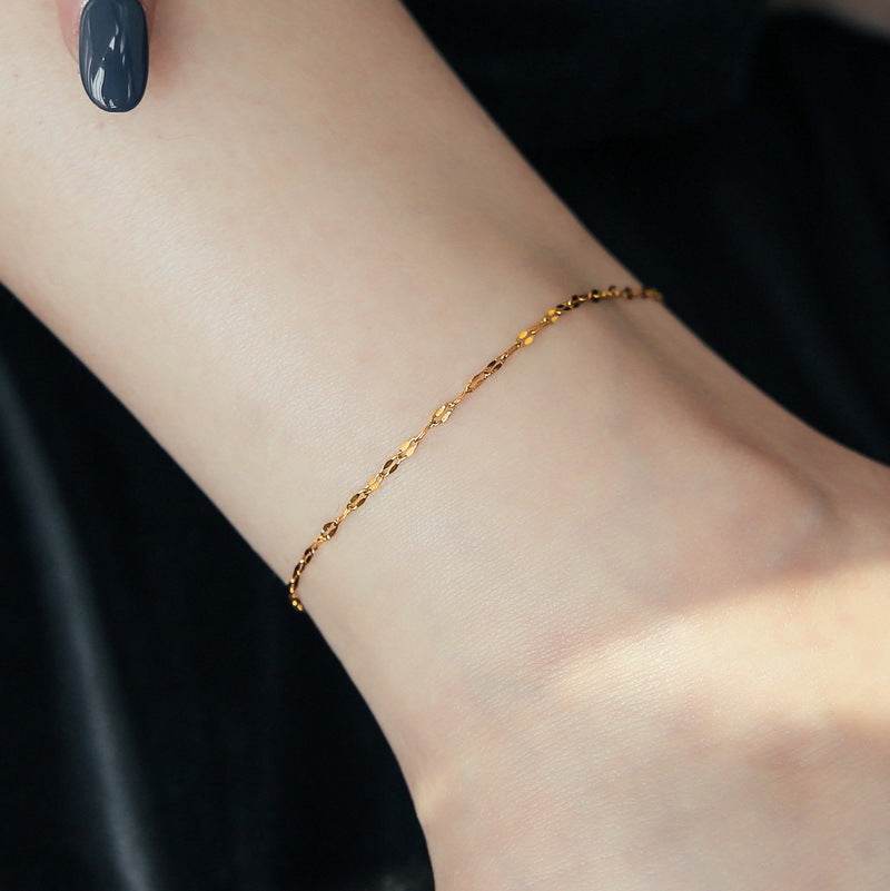 Simple Gold Plated Stainless Steel Anklets Lip Chain Anklet - Mubimart