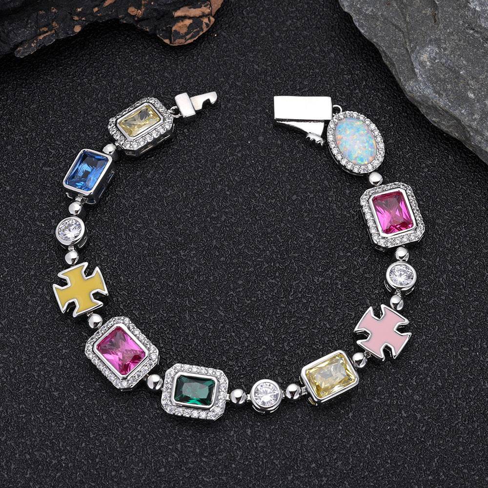 Hip Hop Color Gemstone Jewelry Bracelet Female Accessories - Mubimart