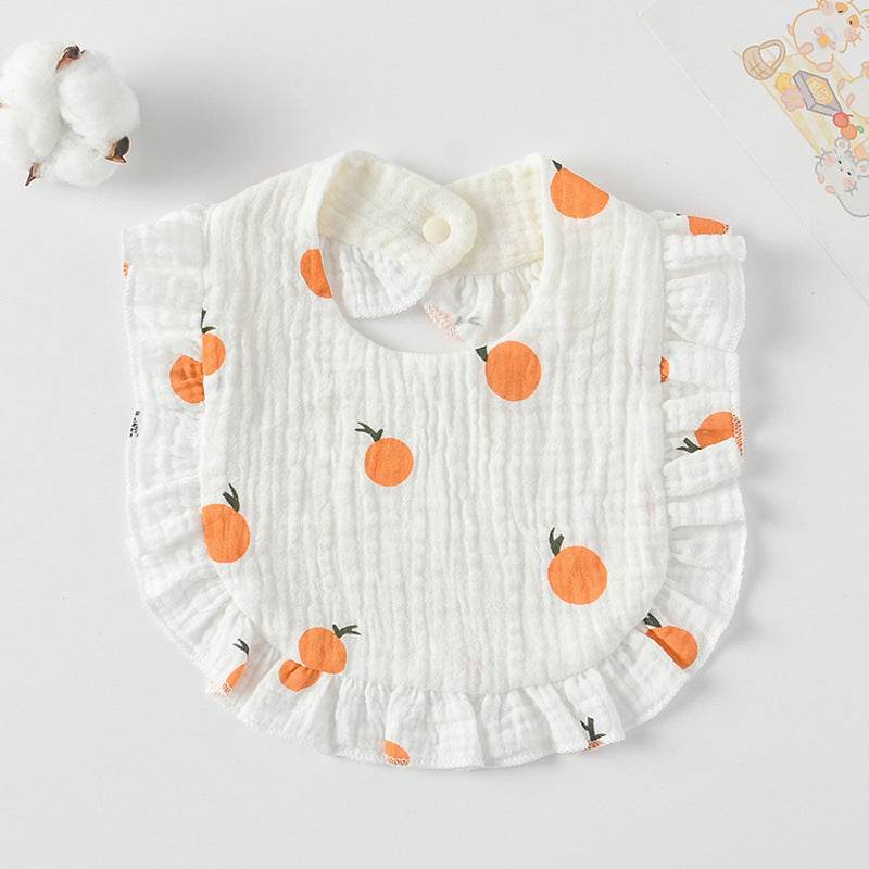 Baby Bib Ruffled Cotton Printed Gauze Lace Bib - Mubimart