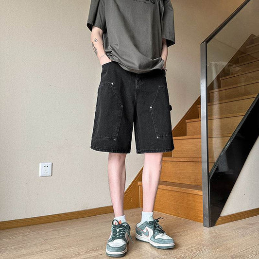 Workwear Denim Shorts Men's Thin Loose Straight Shorts - Mubimart