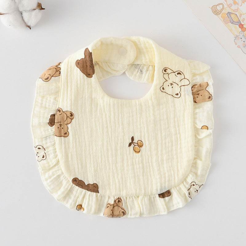 Baby Bib Ruffled Cotton Printed Gauze Lace Bib - Mubimart
