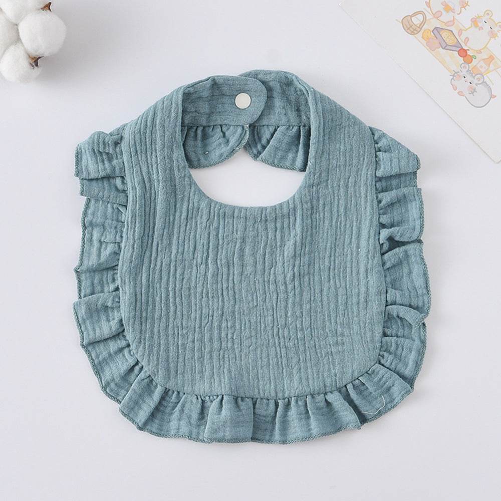 Baby Bib Ruffled Cotton Printed Gauze Lace Bib - Mubimart