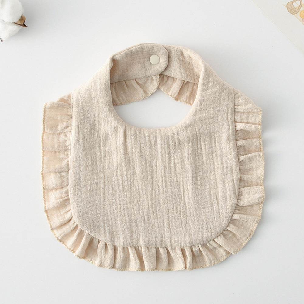 Baby Bib Ruffled Cotton Printed Gauze Lace Bib - Mubimart
