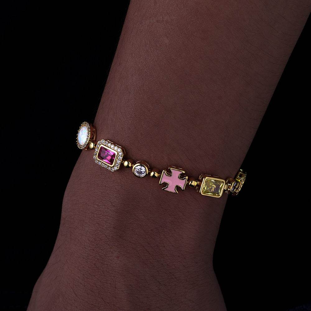 Hip Hop Color Gemstone Jewelry Bracelet Female Accessories - Mubimart