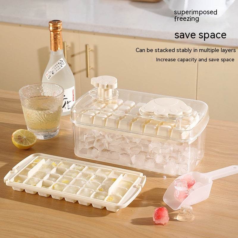 One-Click Press Cat's Paw Ice Tray Large Capacity Ice Cube Mold - Mubimart