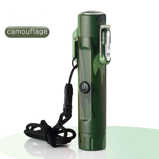 Outdoor Travel Compass Rechargeable Lighter Tube Waterproof Lighter Usb Pulse Lighter - Mubimart