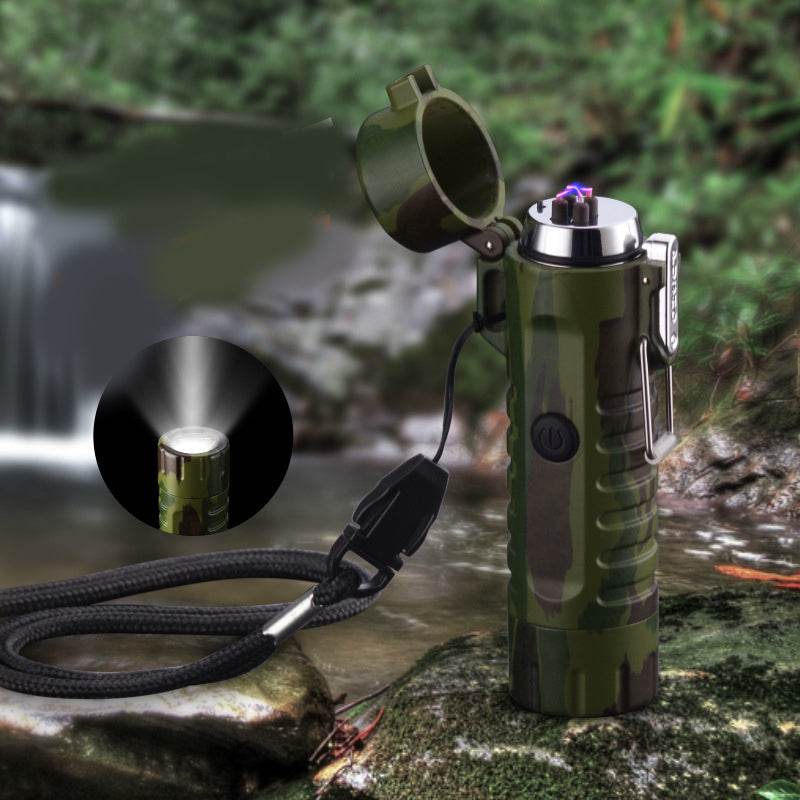 Outdoor Travel Compass Rechargeable Lighter Tube Waterproof Lighter Usb Pulse Lighter - Mubimart