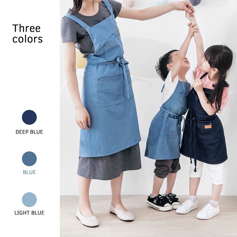 Parent-child Denim Apron Baby Gown - Mubimart