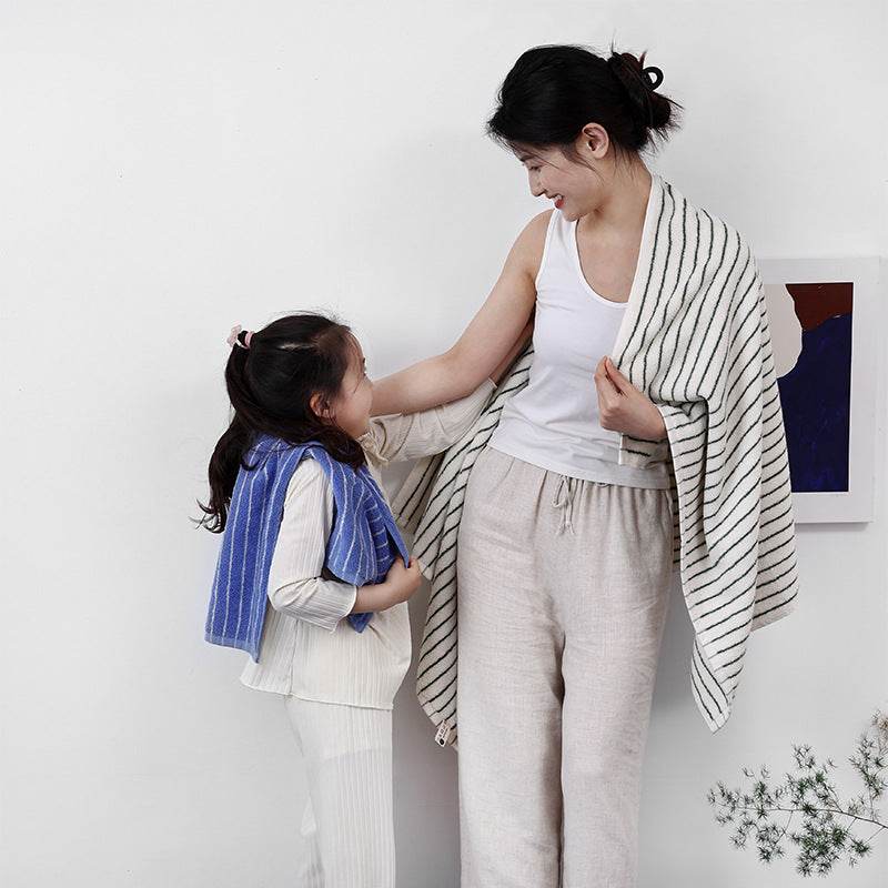 Parent-child Large Rhombus Striped Long-staple Cotton Yarn-dyed Household Towels Bath - Mubimart