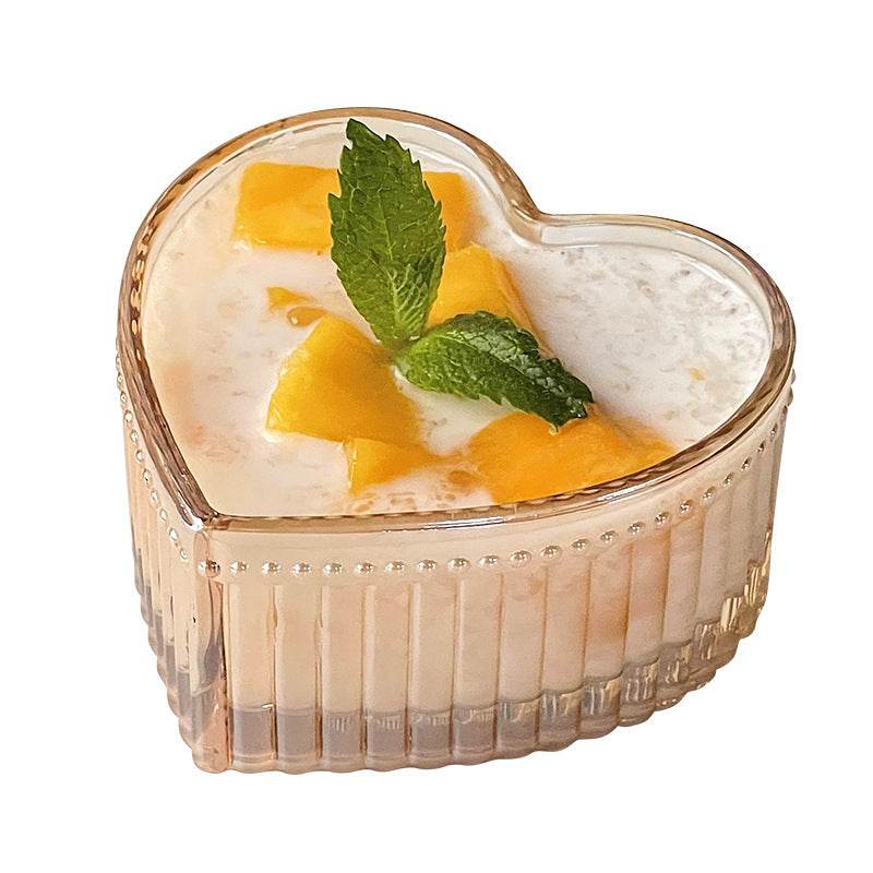 Peach Heart Bowl Ins Girl Heart Dessert Bowl Ice Cream Bowl Good-looking Glass Bowl - Mubimart