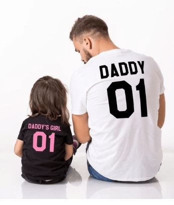 Pink word parent-child family outfit - Mubimart