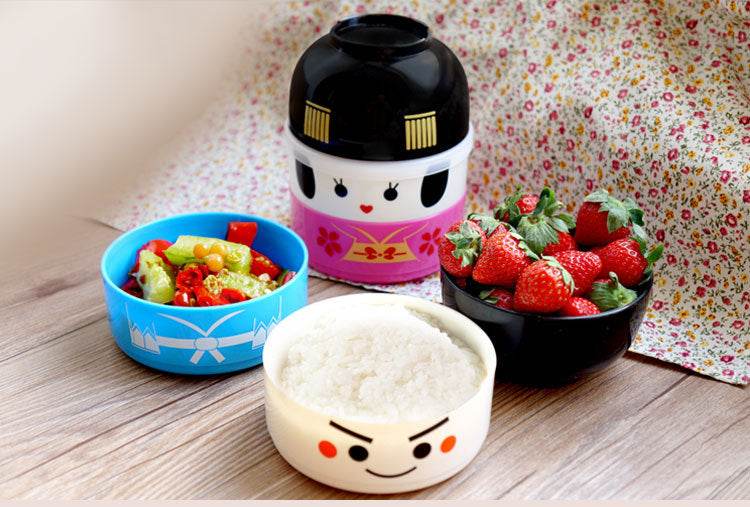 Plastic Double Layer Lunch Box Cartoon Doll Student Lunch Box Children Lunch Box Lunch Box - Mubimart