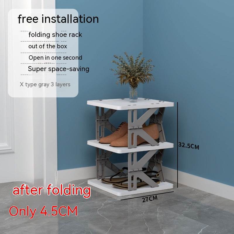Plastic Installation-free Shoe Rack Storage Shoe Rack Folding Shoe Cabinet - Mubimart