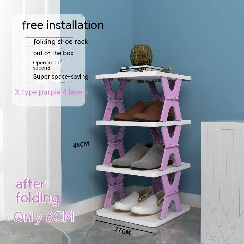 Plastic Installation-free Shoe Rack Storage Shoe Rack Folding Shoe Cabinet - Mubimart