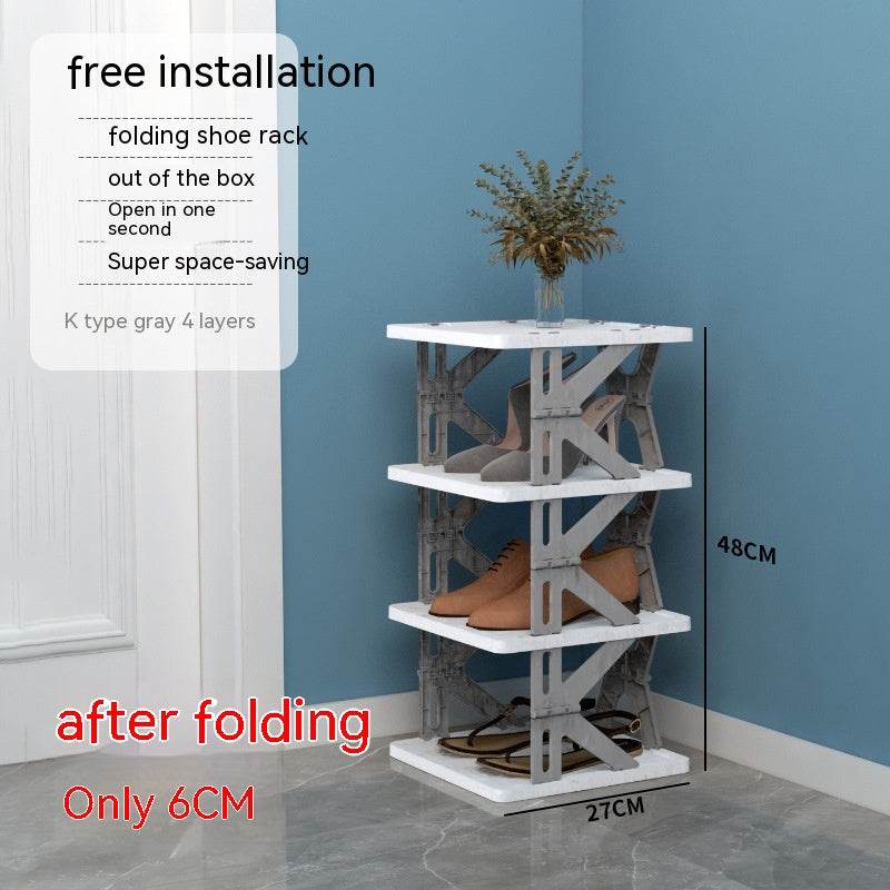 Plastic Installation-free Shoe Rack Storage Shoe Rack Folding Shoe Cabinet - Mubimart