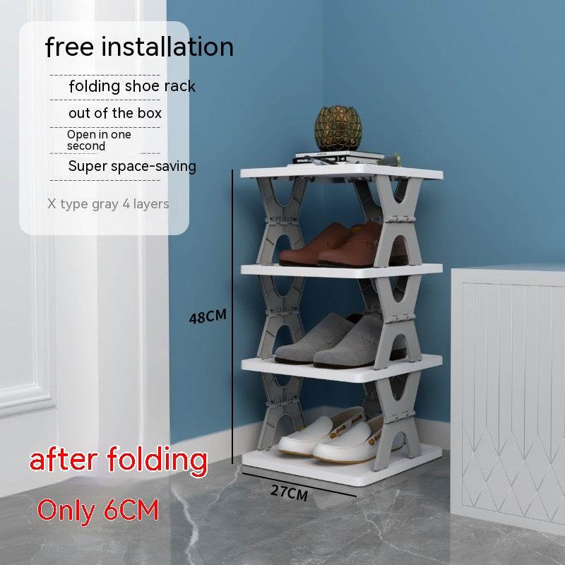 Plastic Installation-free Shoe Rack Storage Shoe Rack Folding Shoe Cabinet - Mubimart