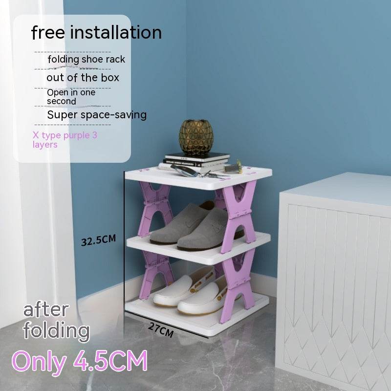 Plastic Installation-free Shoe Rack Storage Shoe Rack Folding Shoe Cabinet - Mubimart