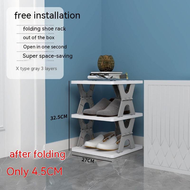 Plastic Installation-free Shoe Rack Storage Shoe Rack Folding Shoe Cabinet - Mubimart