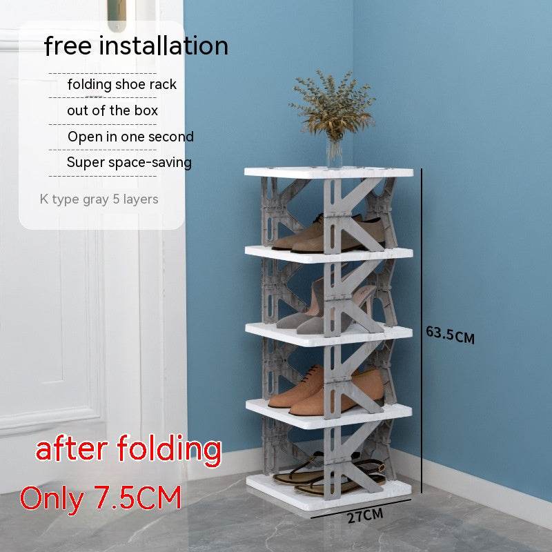 Plastic Installation-free Shoe Rack Storage Shoe Rack Folding Shoe Cabinet - Mubimart