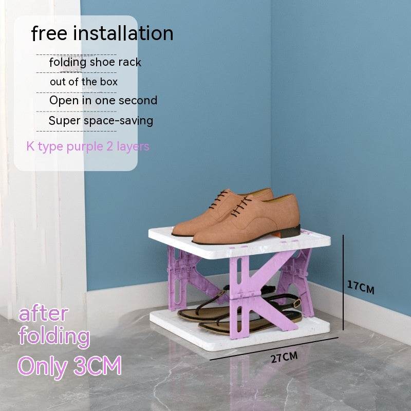 Plastic Installation-free Shoe Rack Storage Shoe Rack Folding Shoe Cabinet - Mubimart