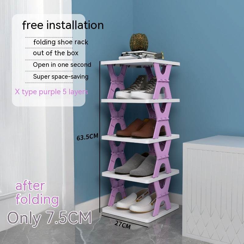 Plastic Installation-free Shoe Rack Storage Shoe Rack Folding Shoe Cabinet - Mubimart