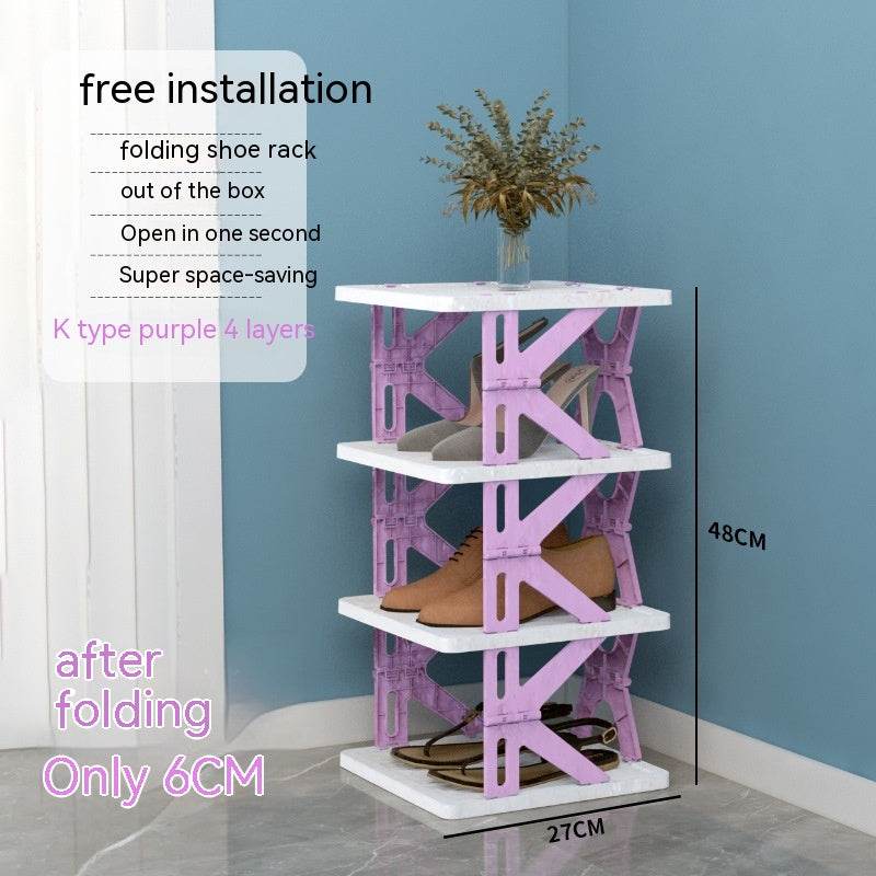 Plastic Installation-free Shoe Rack Storage Shoe Rack Folding Shoe Cabinet - Mubimart