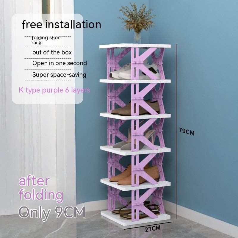 Plastic Installation-free Shoe Rack Storage Shoe Rack Folding Shoe Cabinet - Mubimart