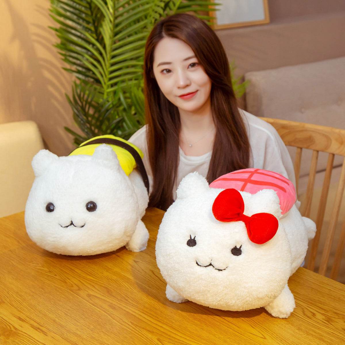 Plush Sushi Tuna Salmon Omelette Pillow Stuffed Fuzzy Toy Food Big Doll Sofa Decorative Kids SPY - Mubimart