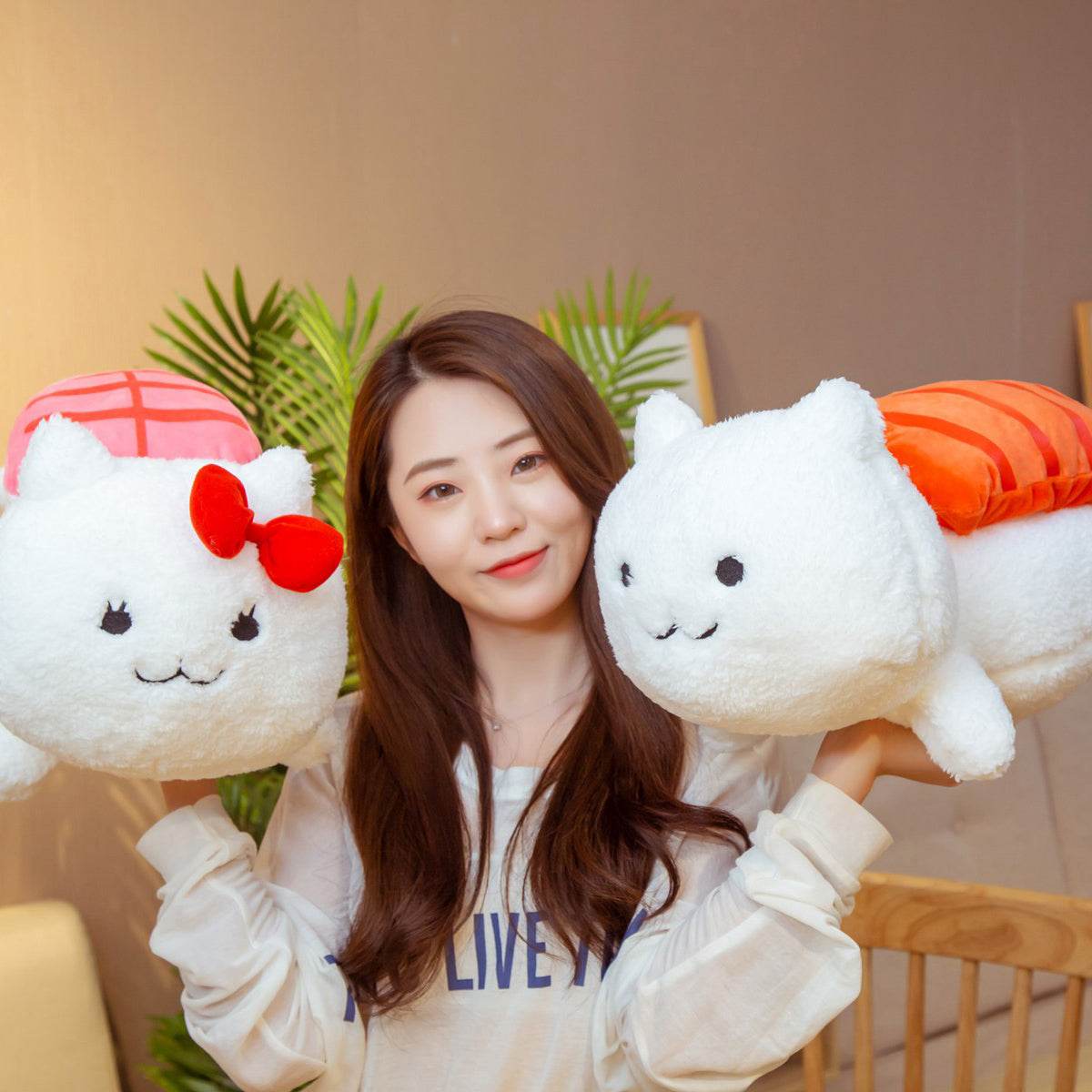 Plush Sushi Tuna Salmon Omelette Pillow Stuffed Fuzzy Toy Food Big Doll Sofa Decorative Kids SPY - Mubimart