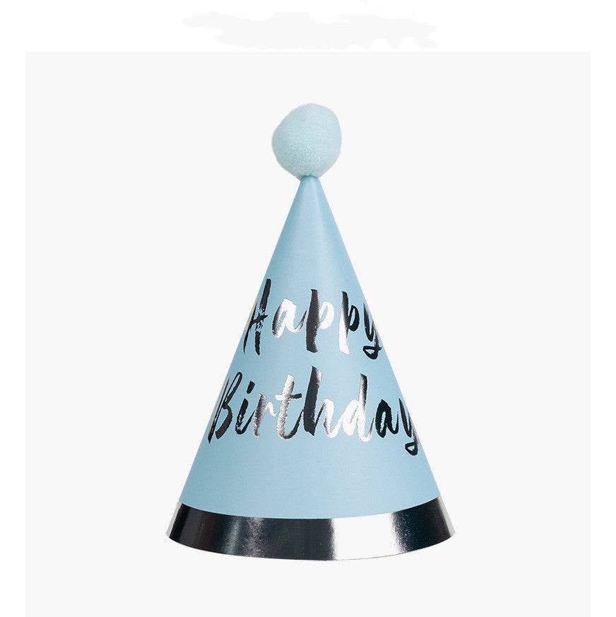 Plush ball printing party birthday hat children adult dress up supplies - Mubimart