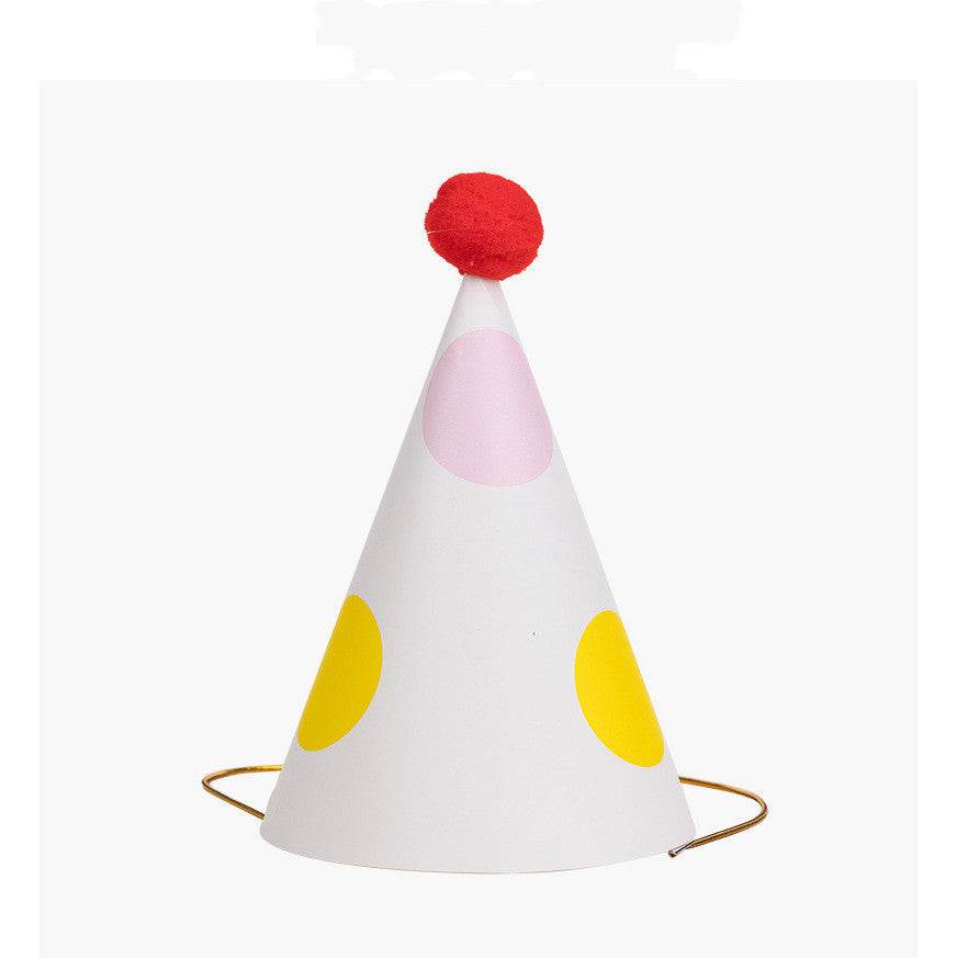 Plush ball printing party birthday hat children adult dress up supplies - Mubimart