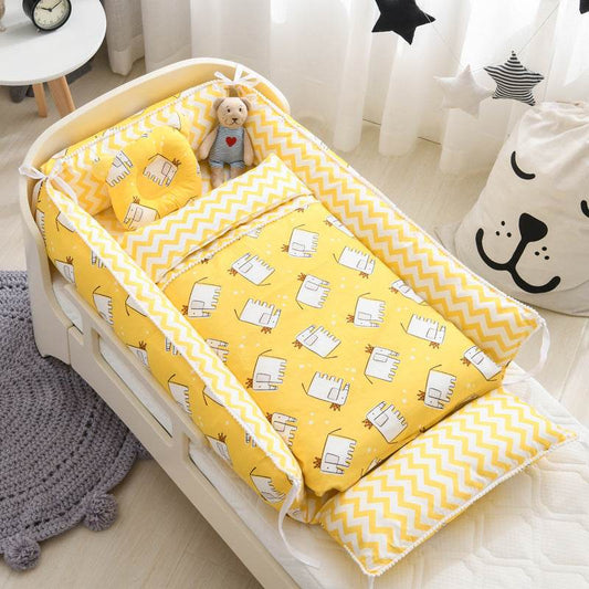 Portable Baby Sleeping Nest with Quilt Infant Cradle Newborn Bassinet with Removable Cover Toddler Nest baby nursery crib - Mubimart