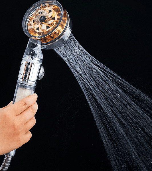 Pressurized Nozzle Turbo Shower Head One-Key Stop Water Saving High Pressure Shower Head Magic Water Line Bathroom Accessor - Mubimart