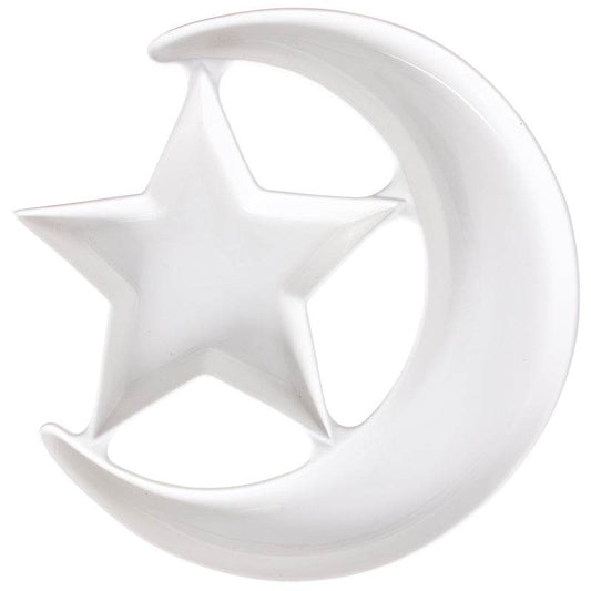 Pure-White-Ceramic-Creative-Star-And-Moon-Dessert-Plate-Mubimart-5423 - Mubimart