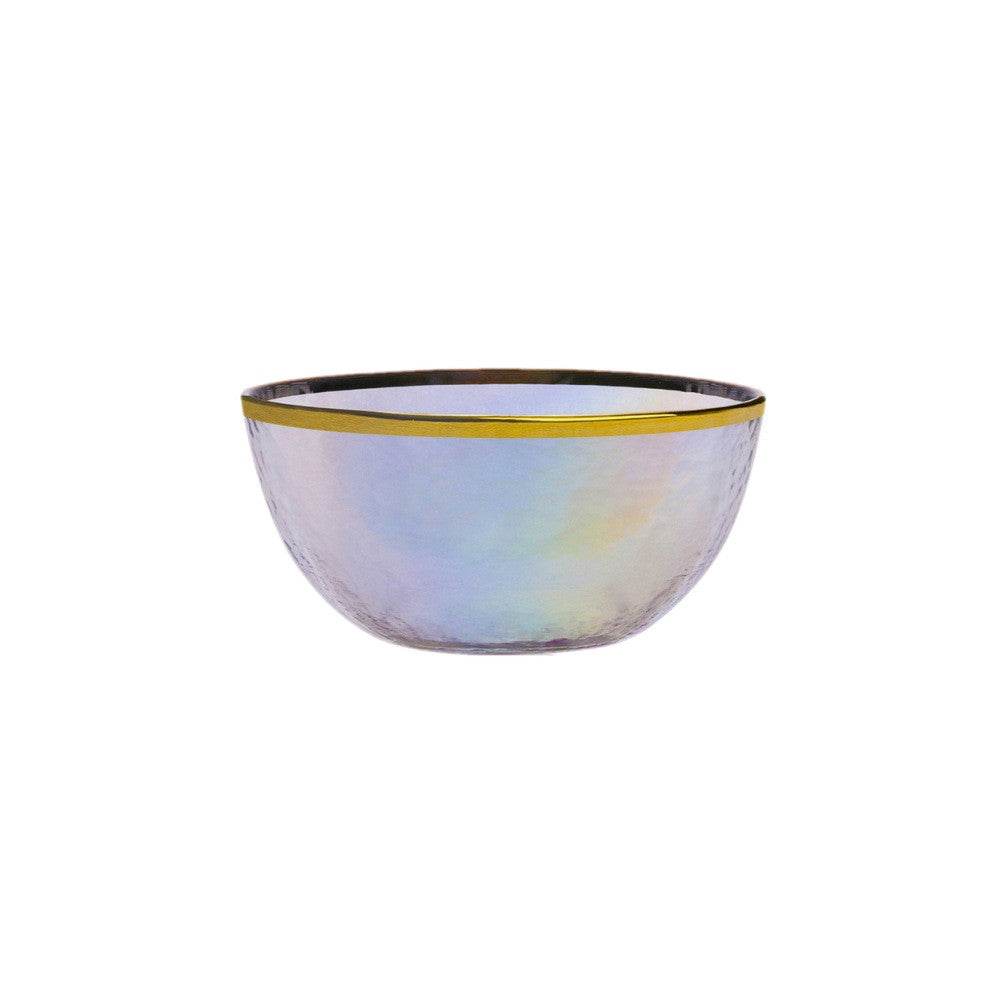 Rainbow Ion Plated Hammer Pattern Glass Plate Bowl Fruit Plate Bowl Set - Mubimart