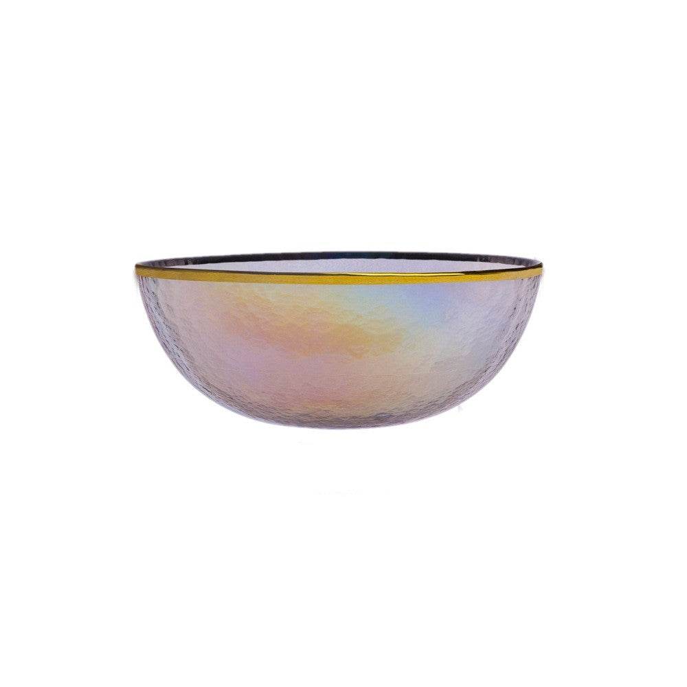 Rainbow Ion Plated Hammer Pattern Glass Plate Bowl Fruit Plate Bowl Set - Mubimart