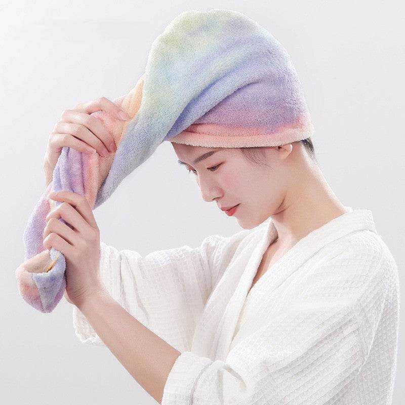 Rainbow Print Dry Hair Cap Quick Dry Towel - Mubimart