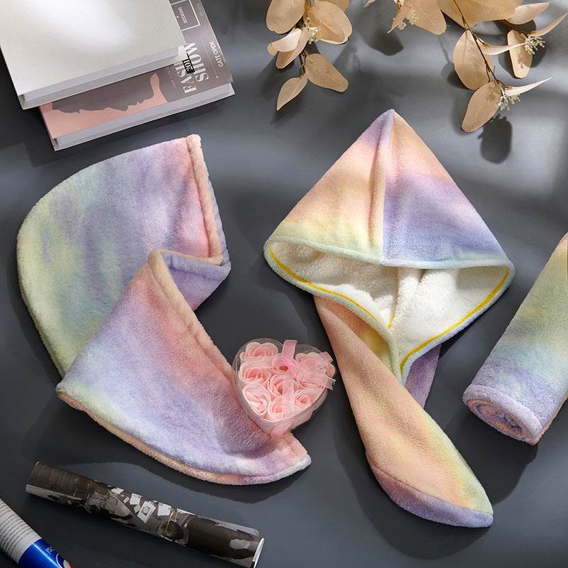 Rainbow Print Dry Hair Cap Quick Dry Towel - Mubimart