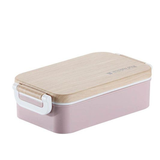 Rectangular wooden lunch box student lunch box - Mubimart