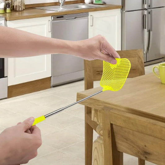 Retractable-Stainless-Steel-Rod-12CM-Banana-Shape-Plastic-Fly-Swatter-Mubimart-1491 - Mubimart