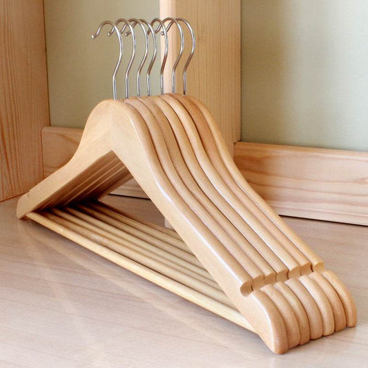 Retro solid wood hanger wooden clothing hanger - Mubimart