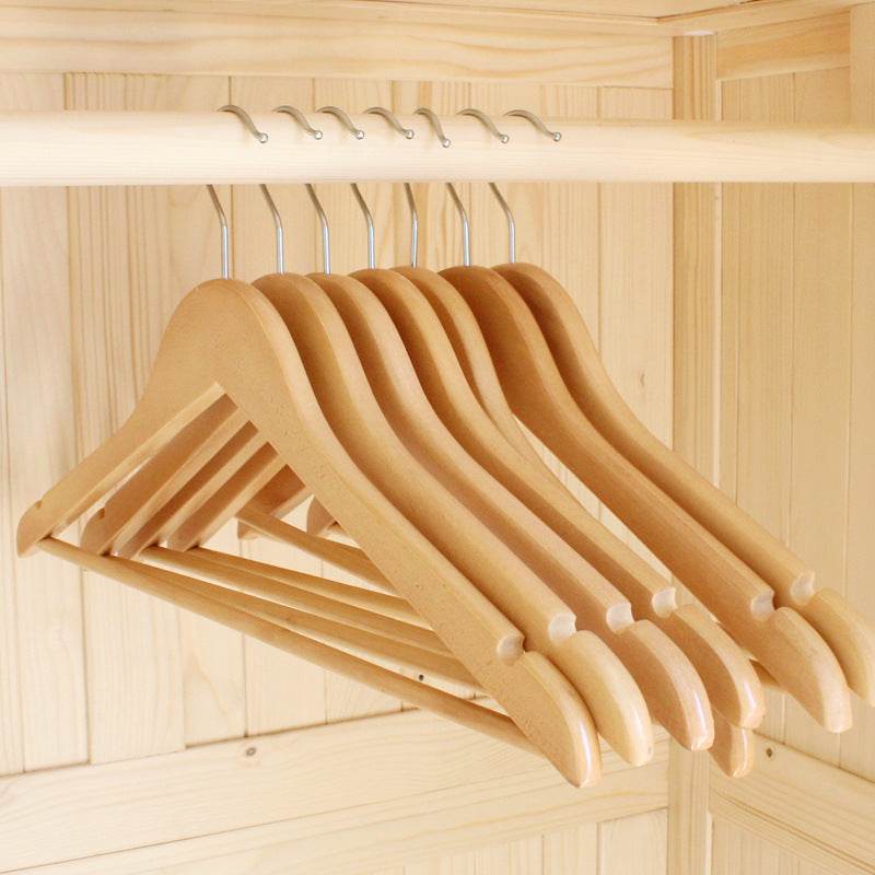 Retro solid wood hanger wooden clothing hanger - Mubimart