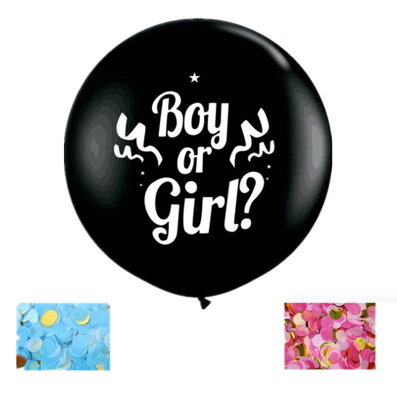 Round Black Gender Reveal Balloon Party Decoration - Mubimart