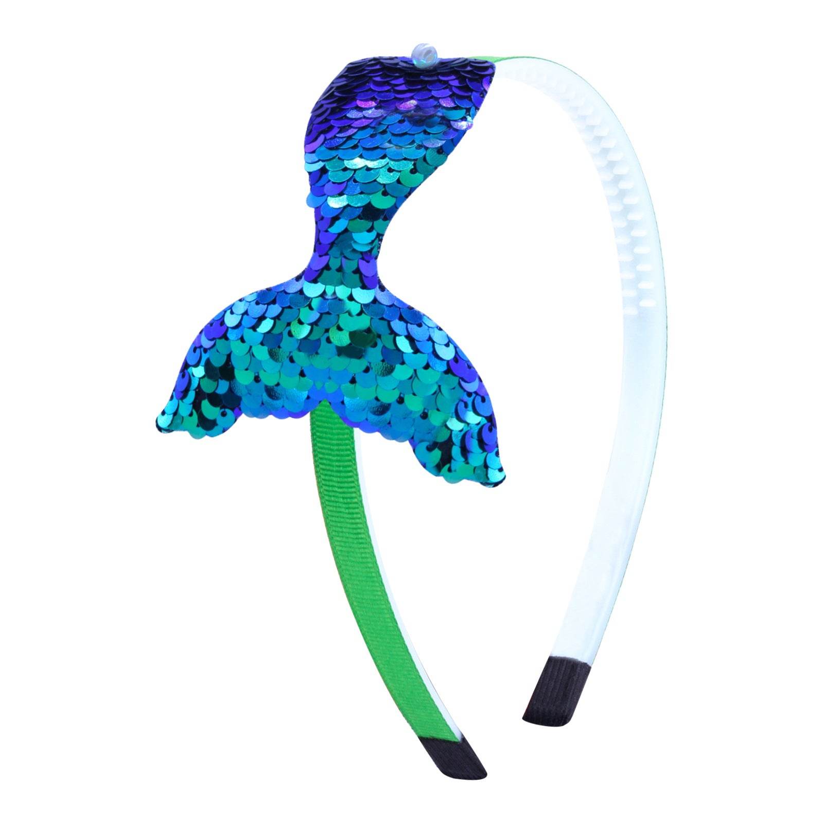 Sequined Hair Accessories Mermaid Tail Flip Fish Scale Pearl Headband Non-slip Manual Hairpin - Mubimart