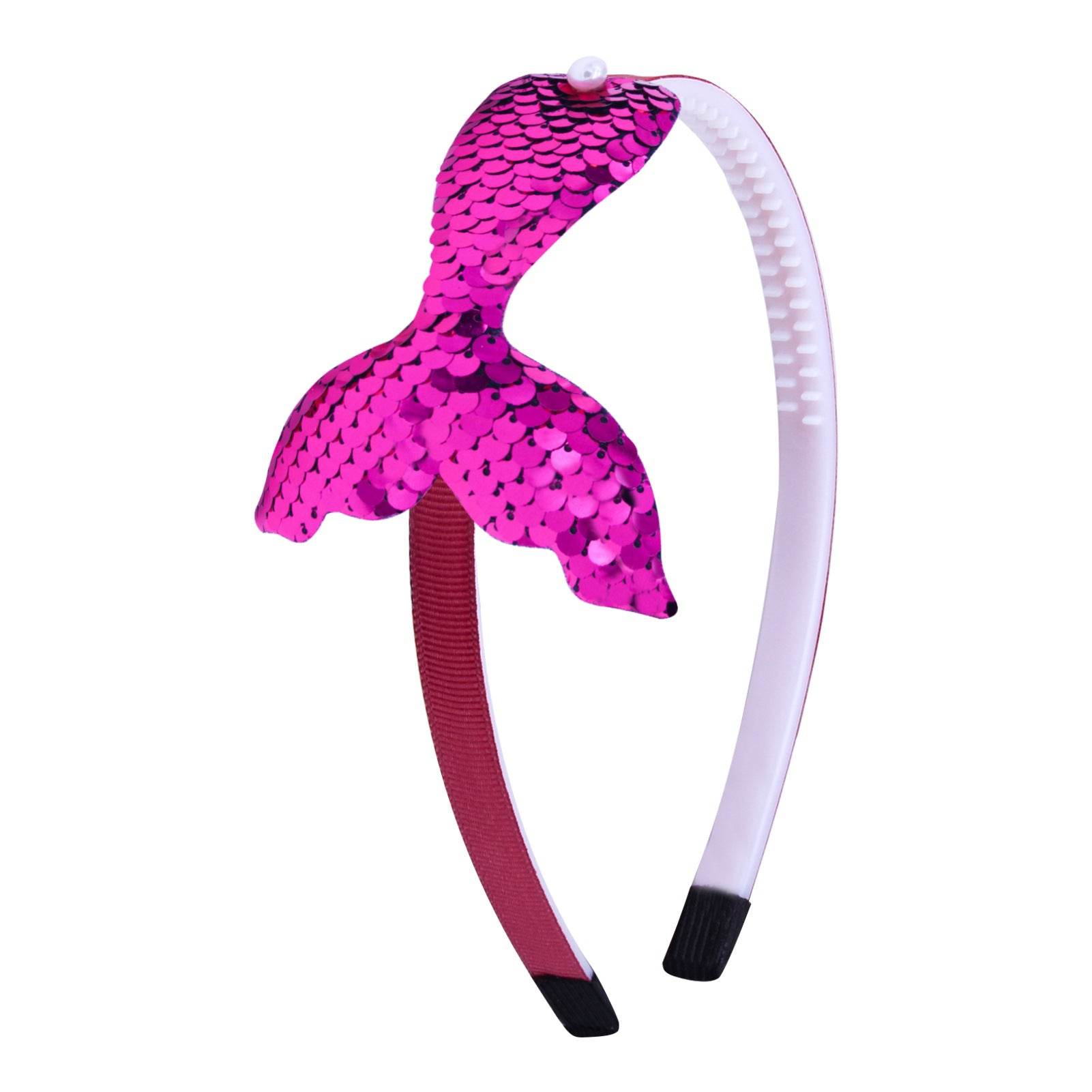 Sequined Hair Accessories Mermaid Tail Flip Fish Scale Pearl Headband Non-slip Manual Hairpin - Mubimart