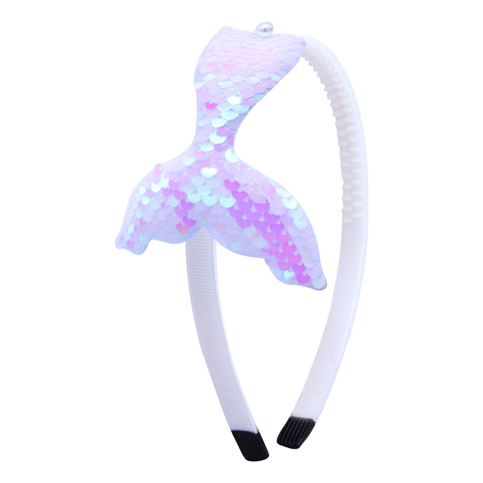 Sequined Hair Accessories Mermaid Tail Flip Fish Scale Pearl Headband Non-slip Manual Hairpin - Mubimart