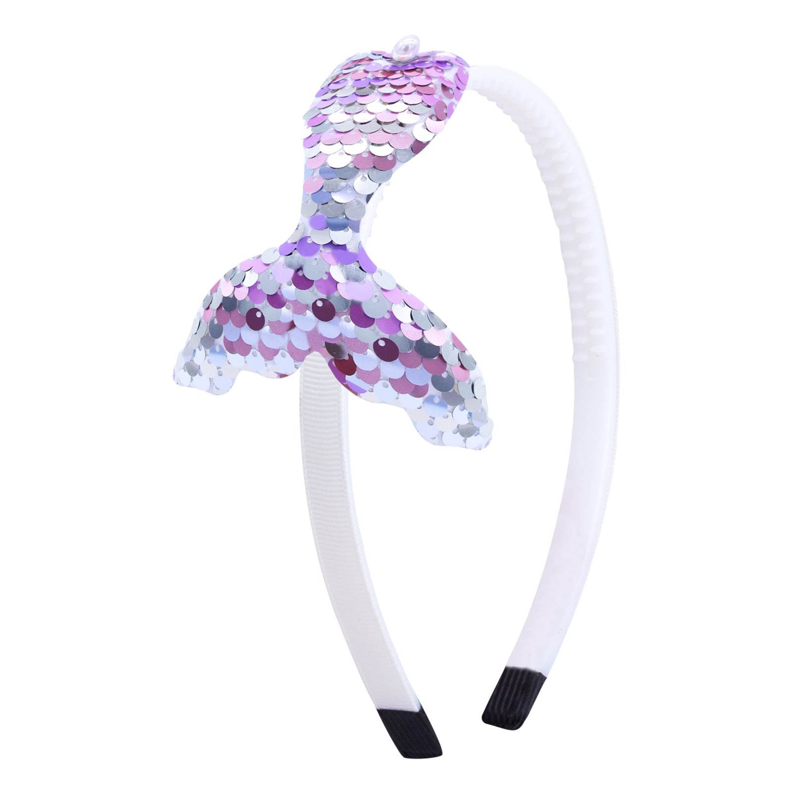 Sequined Hair Accessories Mermaid Tail Flip Fish Scale Pearl Headband Non-slip Manual Hairpin - Mubimart